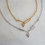 LAINEY Heart Link Chain Necklace - Gold Plated