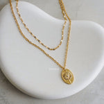 DANDELION Pendant Double Layer Necklace - Gold Plated