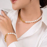 MADGE Necklace & Bracelet | Everyday - Gold Plated Freshwater Pearls Beaded Chain