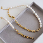 MADGE Necklace & Bracelet | Everyday - Gold Plated Freshwater Pearls Beaded Chain