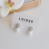 SANDRA Zirconia Pearl Stud Earrings - Wedding