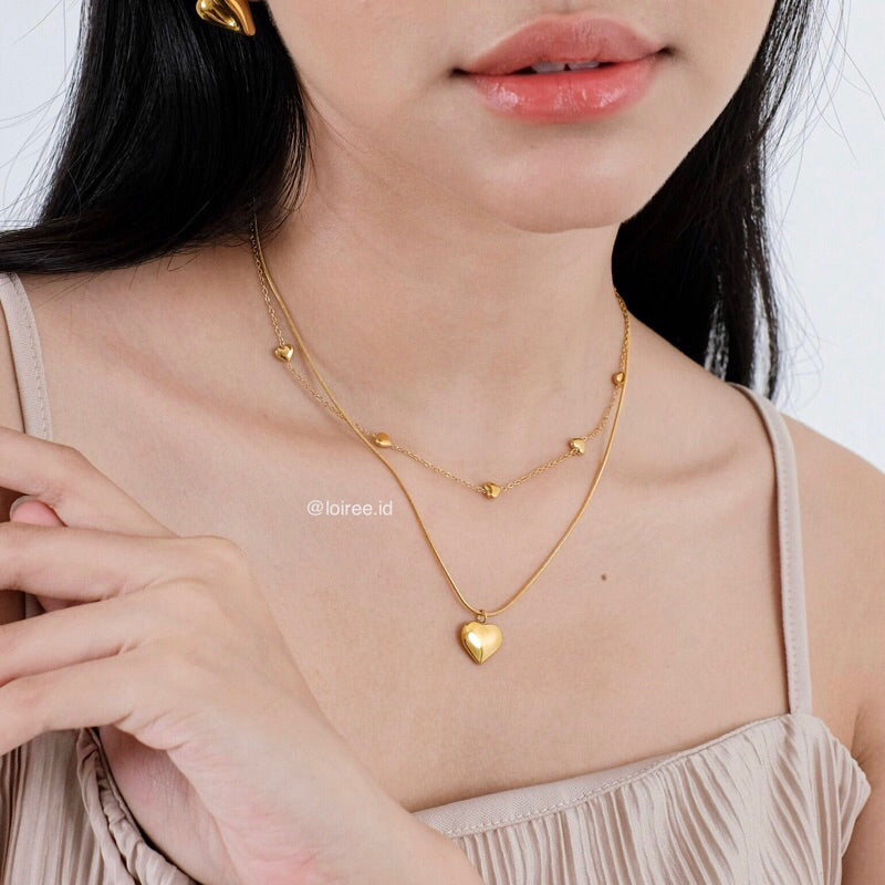 AMIA | Valentine - Gold Plated Heart Double Layer Necklace