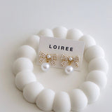 MONNIE Pearl Ribbon Bow Earrings