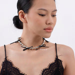 BEATRIX Bow Beads Necklace - Ribbon Coquette Choker