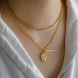 LOTUS Pendant Double Layer Necklace - Gold Plated