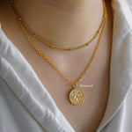 LOTUS Pendant Double Layer Necklace - Gold Plated