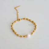 COSMO Necklace & Bracelet | Everyday - Gold Plated Freshwater Pearl Beaded Chain