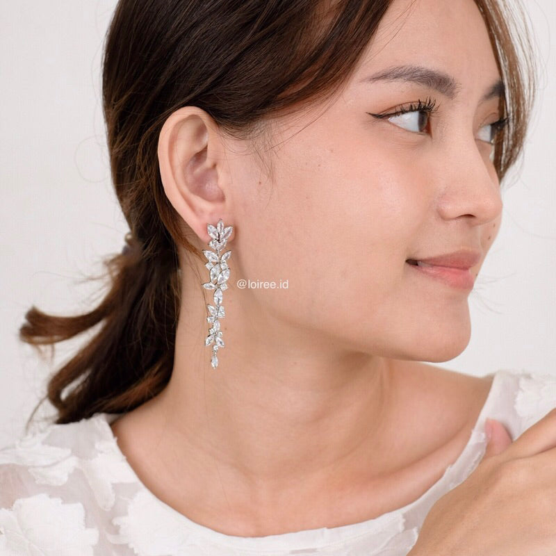 KHLOE Zirconia Long Dangle Earrings - Wedding