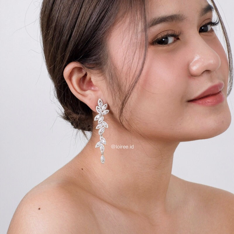 GISELLE | Wedding Collection - Zirconia Long Dangle Stud Earrings