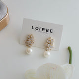 BAILEY Zirconia Pearl Earrings - Gold Plated