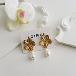 SALLY | Lunar - Gold Plated Flower Dangle Earrings
