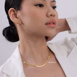 CADEN Herringbone Snake Necklace - Gold Plated