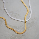 CADEN Herringbone Snake Necklace - Gold Plated