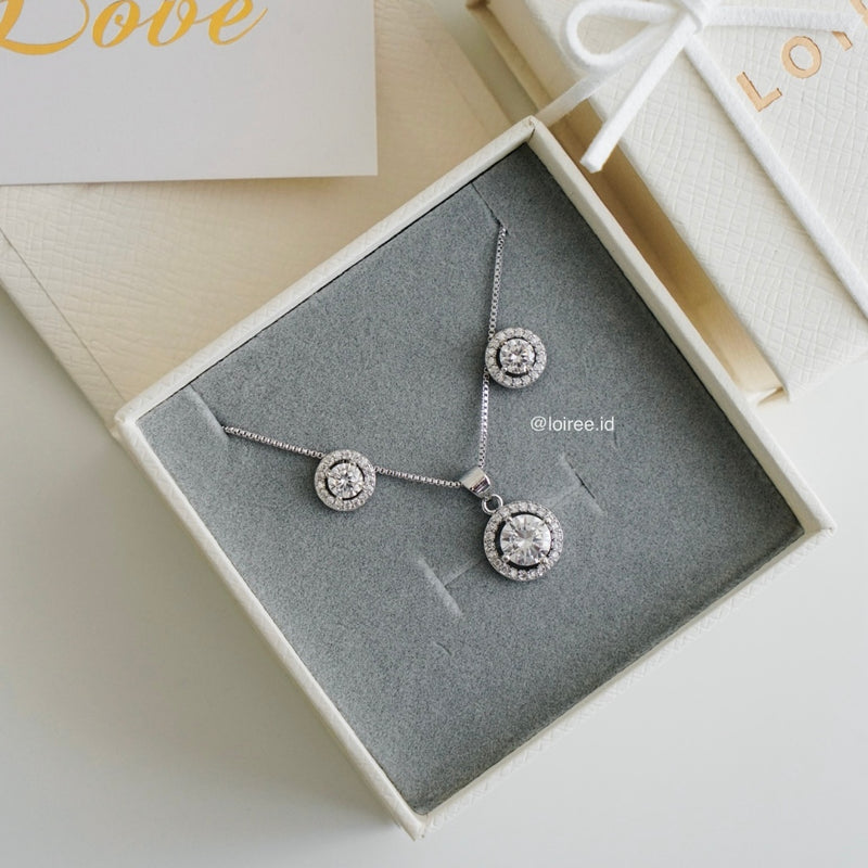 Wedding Necklace & Earrings Set - Zirconia Jewelry Set / Set Kalung Anting / Set Perhiasan Wanita