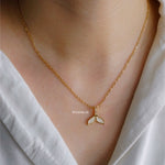 WHALE TAIL Pendant Chain Necklace - Gold Plated