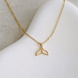 WHALE TAIL Pendant Chain Necklace - Gold Plated