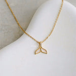 WHALE TAIL Pendant Chain Necklace - Gold Plated