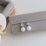 SANDRA Zirconia Pearl Stud Earrings - Wedding