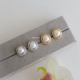 RALINE Zirconia Pearl Stud Earrings - Wedding