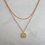 LOTUS Pendant Double Layer Necklace - Gold Plated