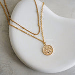 LOTUS Pendant Double Layer Necklace - Gold Plated