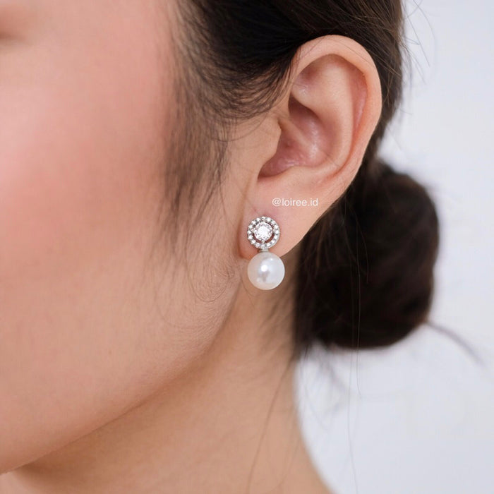 SANDRA Zirconia Pearl Stud Earrings - Wedding