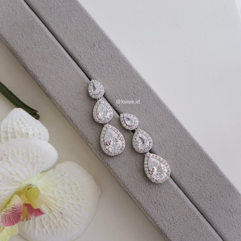 CLEMENCE Zirconia Long Dangle Earrings - Wedding