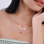 HARU | Lunar - Gold Plated Pearl Chain Necklace