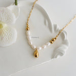 HARU | Lunar - Gold Plated Pearl Chain Necklace