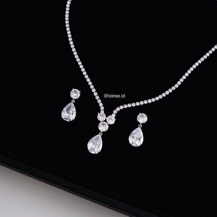 ELORA Zirconia Necklace Earrings Set - Wedding