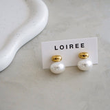 MERYL Pearl Stud Earrings - Gold Plated