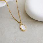 MOONSTONE Pendant Chain Necklace - Gold Plated