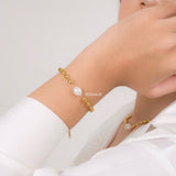 COSMO Necklace & Bracelet | Everyday - Gold Plated Freshwater Pearl Beaded Chain
