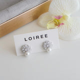 BELLE | Wedding Collection - Zirconia Pearl Flower Stud Earrings