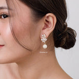 BAILEY Zirconia Pearl Earrings - Gold Plated
