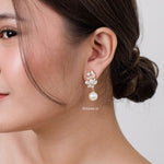 BAILEY | Wedding Collection - Zirconia Pearl Stud Earrings