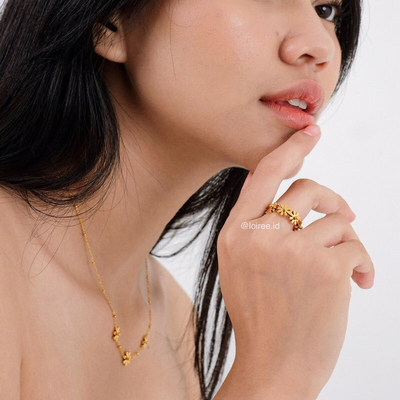 FEI | Lunar - Gold Plated Flower Adjustable Ring