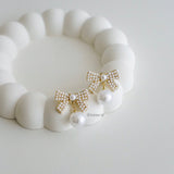 MONNIE Pearl Ribbon Bow Earrings