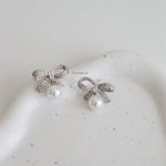 JENNIE | Wedding - Zirconia Ribbon Bow Earrings