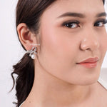 JENNIE | Wedding - Zirconia Ribbon Bow Earrings