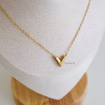 V Pendant Chain Necklace - Gold Plated