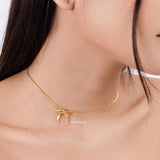 SOLEIL Coquette Bow Choker Necklace - Gold Plated