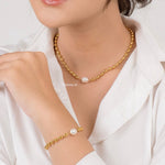 COSMO Necklace & Bracelet | Everyday - Gold Plated Freshwater Pearl Beaded Chain