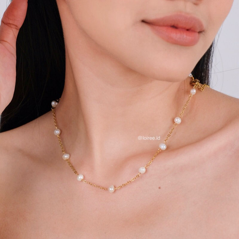 TYRA | Everyday - Gold Plated Freshwater Pearl Chain Necklace
