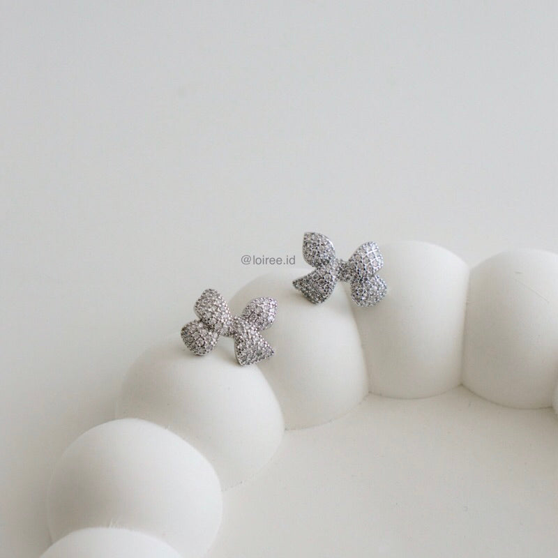 NANCY | Everyday - Zirconia Ribbon Bow Earrings