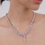 FRANCES Zirconia Bridal Necklace Earrings Set - Wedding
