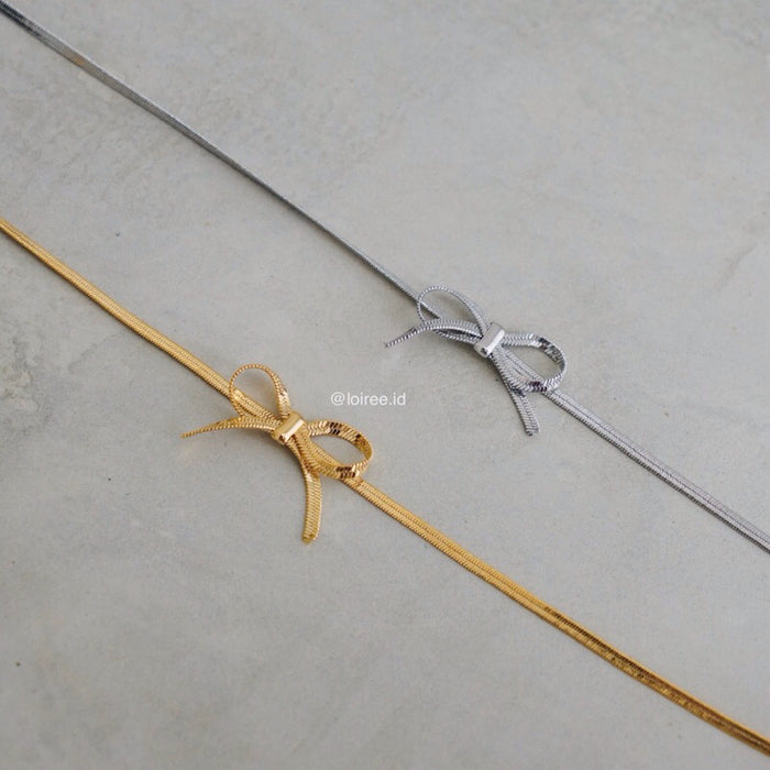 SOLEIL Coquette Bow Choker Necklace - Gold Plated