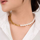 MADGE Necklace & Bracelet | Everyday - Gold Plated Freshwater Pearls Beaded Chain