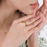 FEI | Lunar - Gold Plated Flower Adjustable Ring