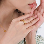 FEI | Lunar - Gold Plated Flower Adjustable Ring